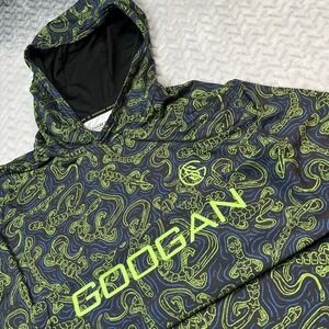 Googan Squad Hoodie Shirt Men M Black Blue Lime Green Lizard Graphic Performance